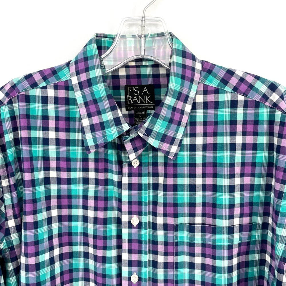 Jos A Bank Classic Collection Tailored Fit Plaid Button Down Shirt Mens Large - Picture 2 of 9